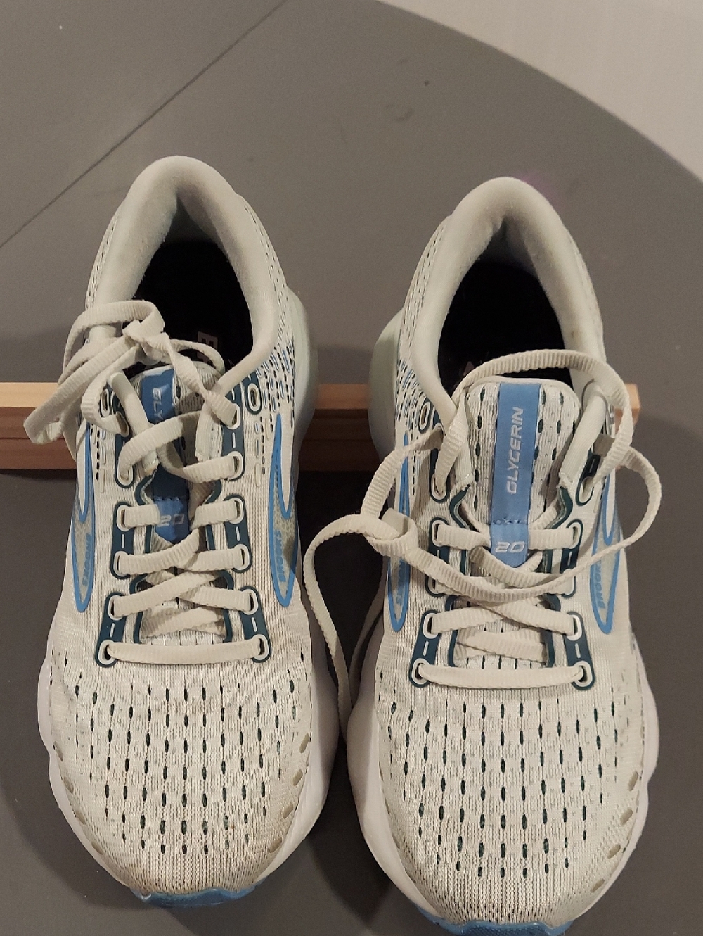 Brooks White and Light Blue Running Shoes